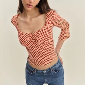Reformation Red and White Polka Dot Top